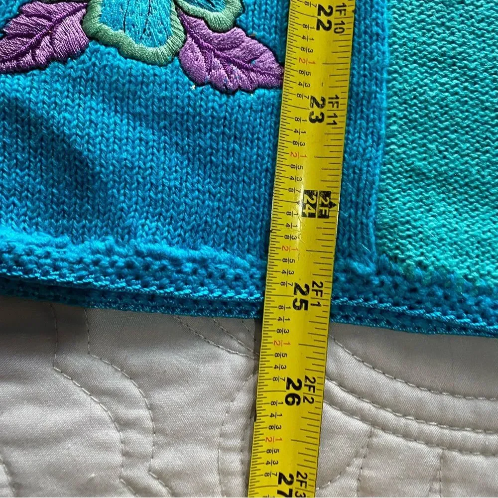 New Colorful M Flamingo Colorful Sweater Granny Bright Cottage Coquette b1-22 - Picture 9 of 10